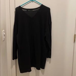 Norsport black long full zipper v-neck sweater,XL